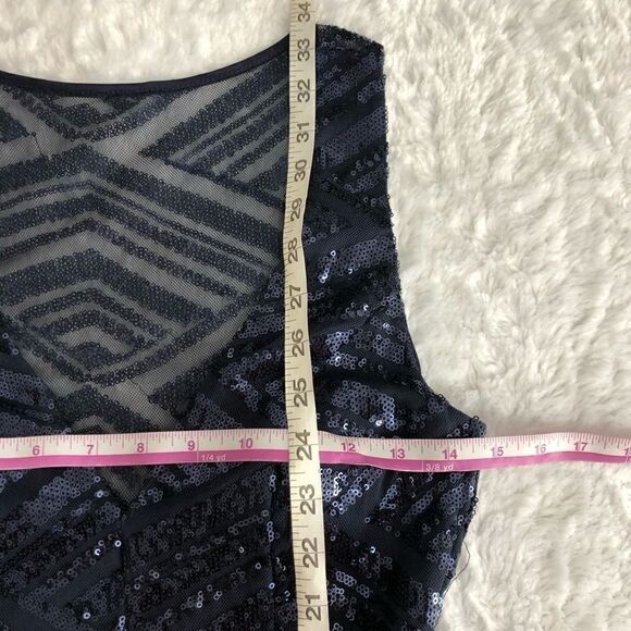 Tricia  navy blue v cut sequin dress - Picture 3 of 8